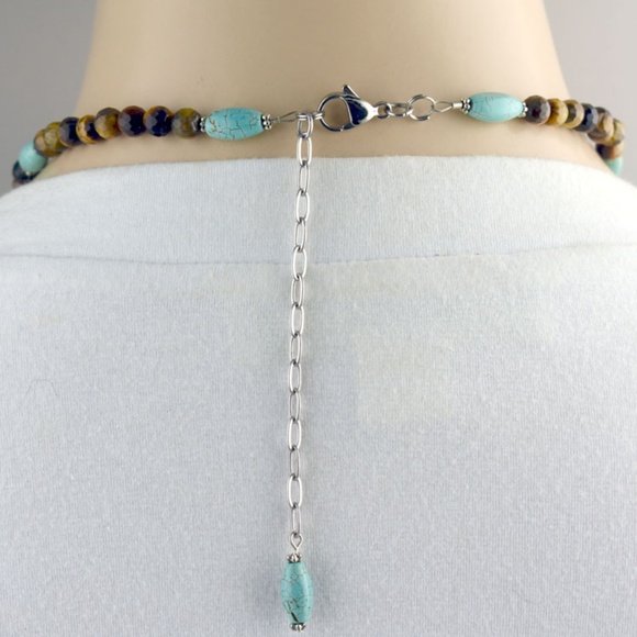 Tiger Eye & Turquoise Feather Necklace Set - Picture 3 of 4